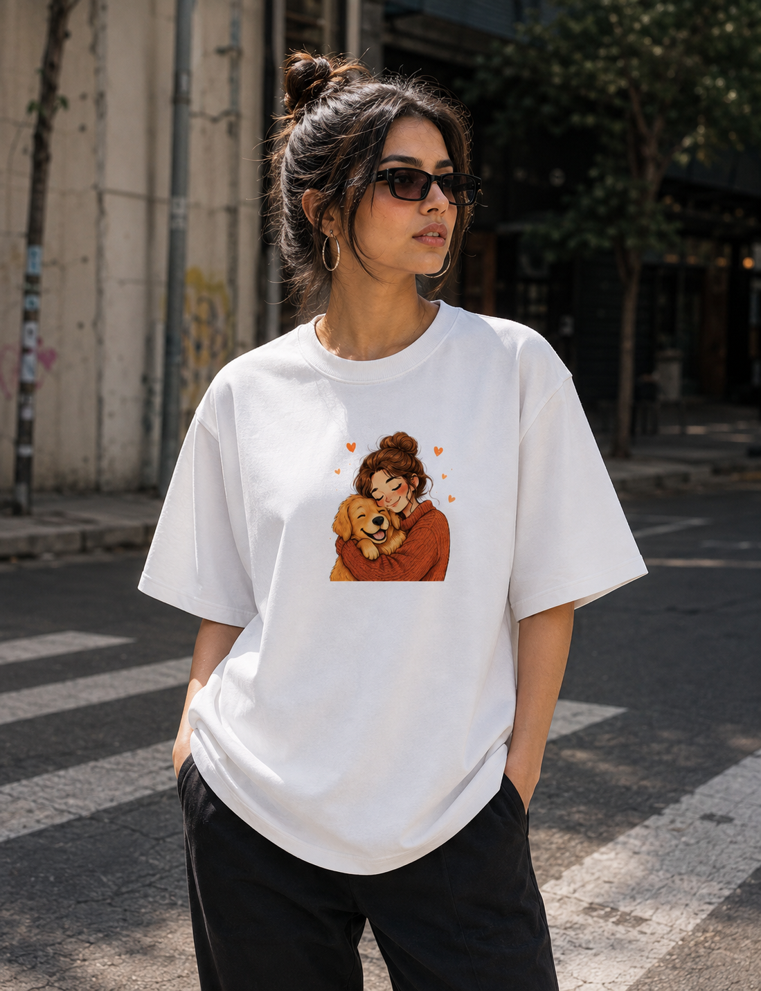 Women’s Dog Love Graphic Oversized T-Shirt