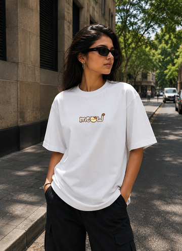 Women’s Meow Cat Graphic Oversized T-Shirt