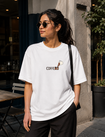 Women’s Coffee Pour Graphic Oversized T-Shirt