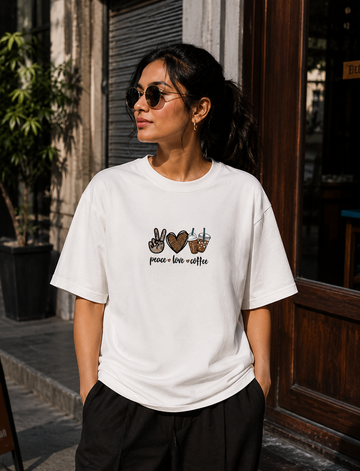 Women’s Peace Love Coffee Oversized T-Shirt